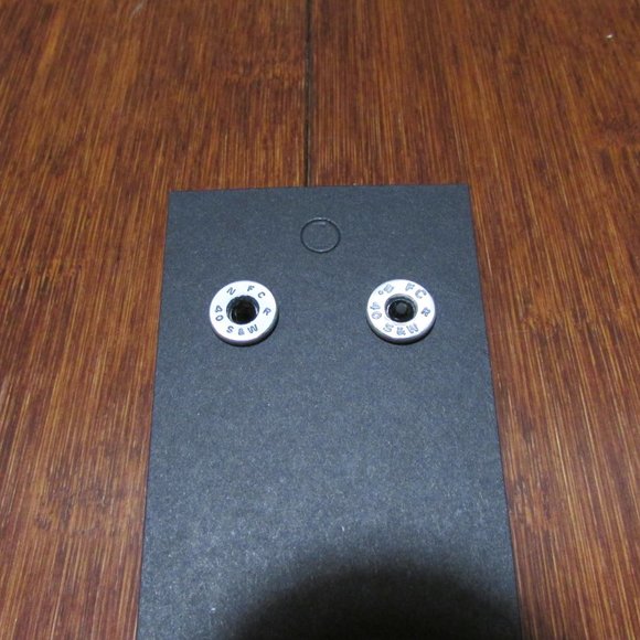 Silver Earrings with 40 Cal Bullet Black Swarovski - Picture 3 of 5